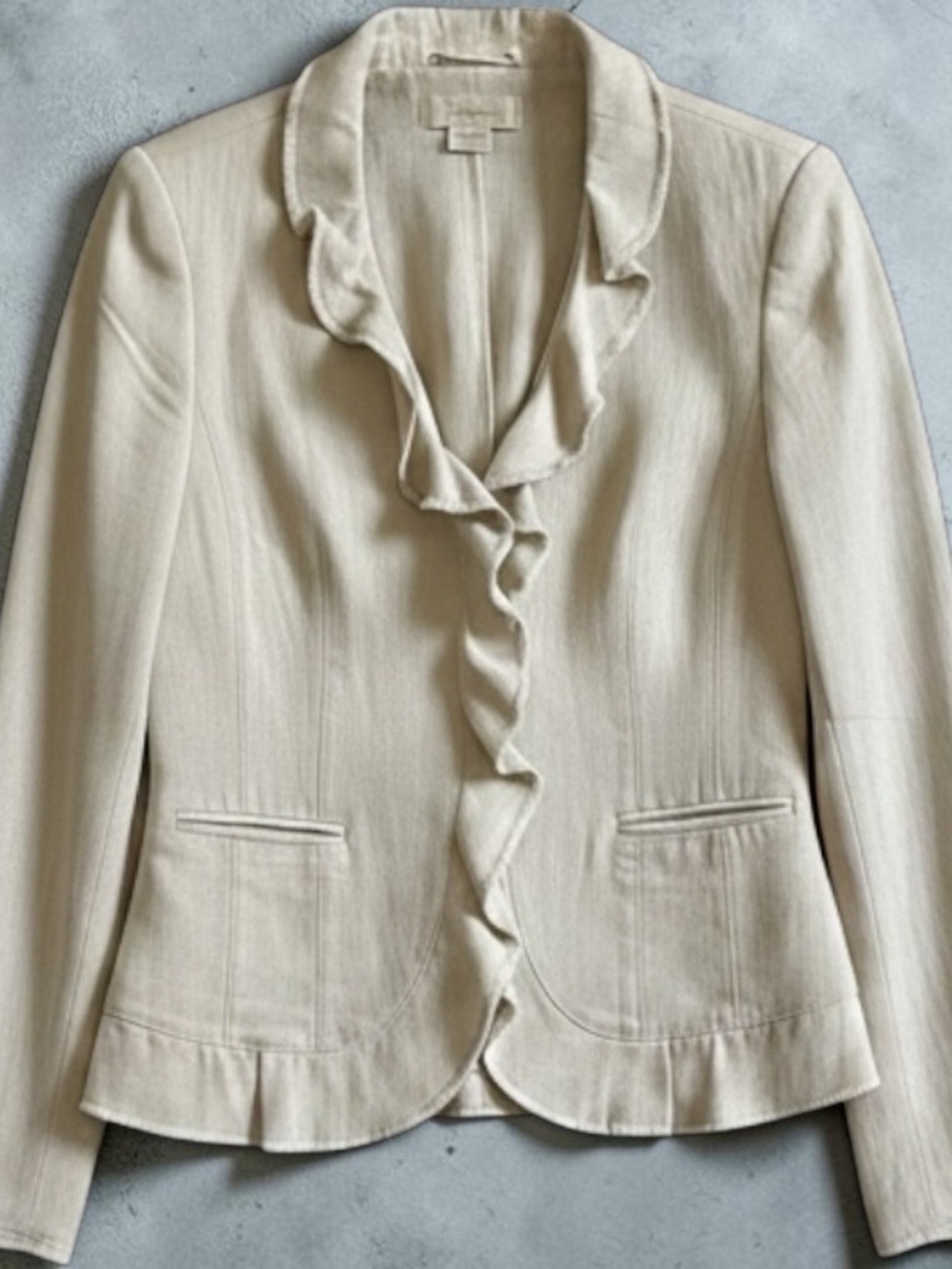 Michael Kors Cream Ruffle-Trim Blazer